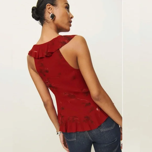 Reformation Paulette Top Red Vermillion Size 8 - Picture 4 of 10